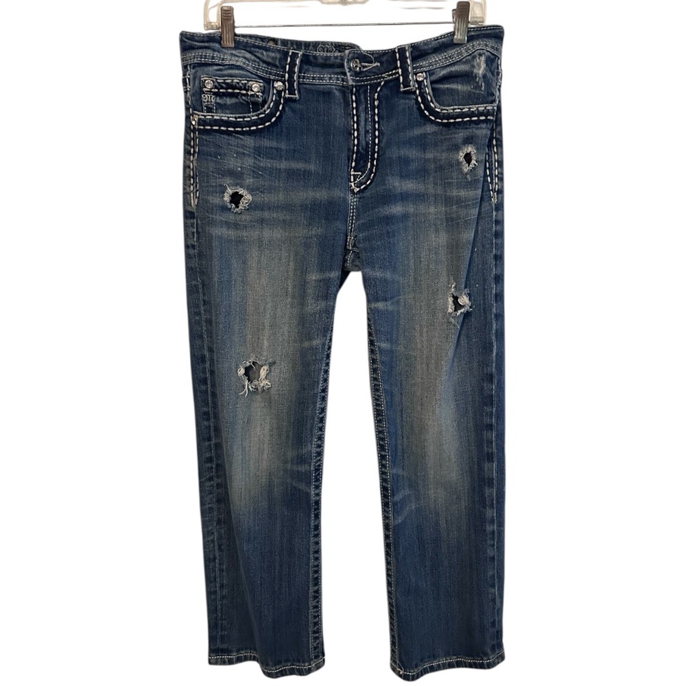 Miss Me Jeans Boyfriend Capri Straight Leg Distressed Jeans Size 28